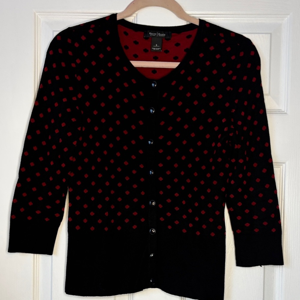 WHBM Black and Red Snap Up Sweater size small